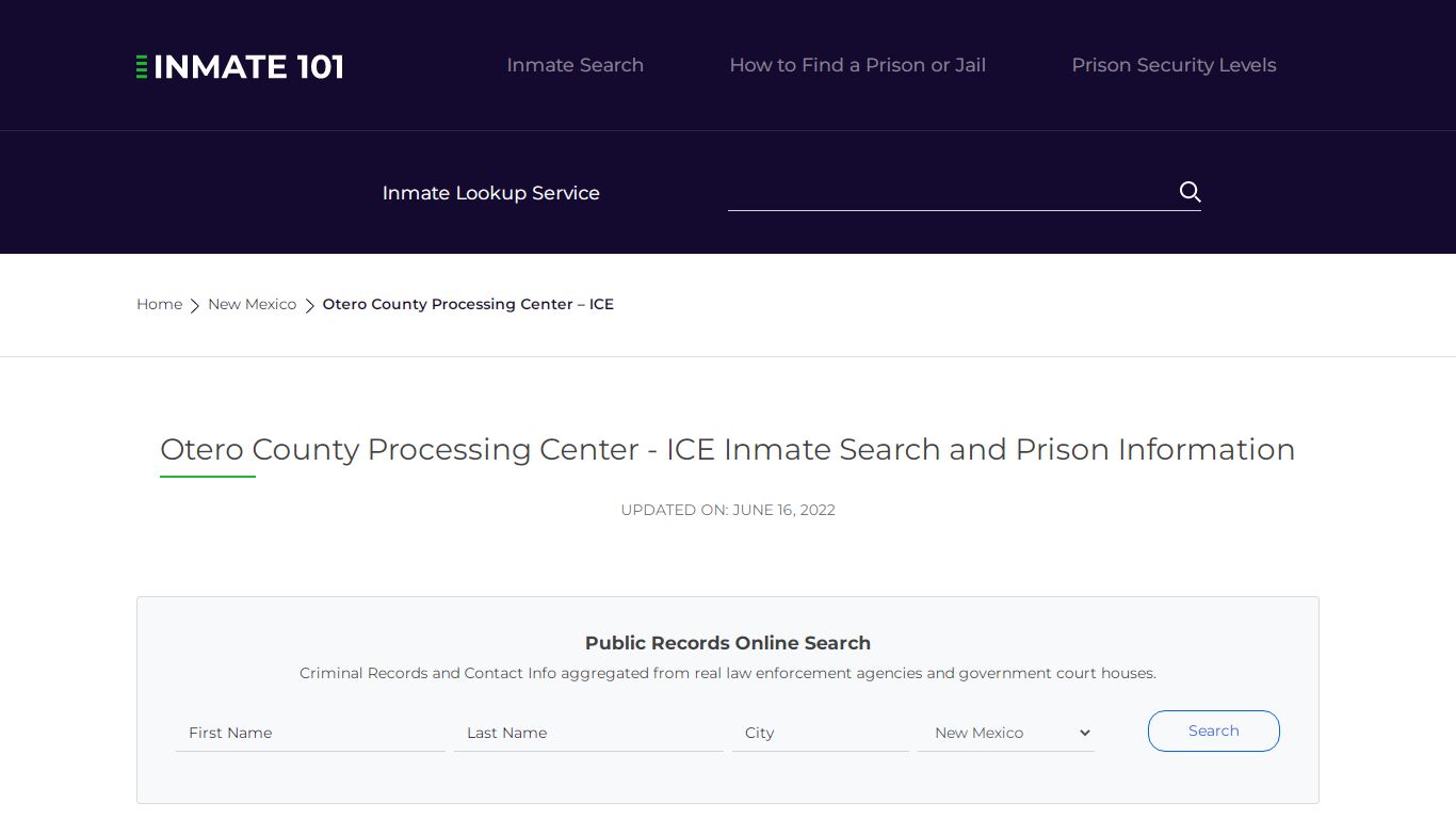 Otero County Processing Center - ICE Inmate Search ...