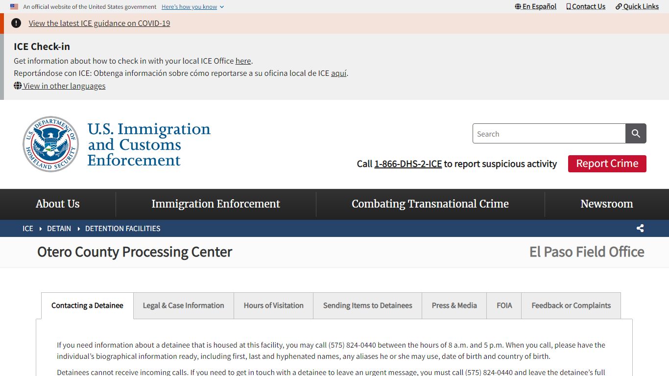 Otero County Processing Center | ICE